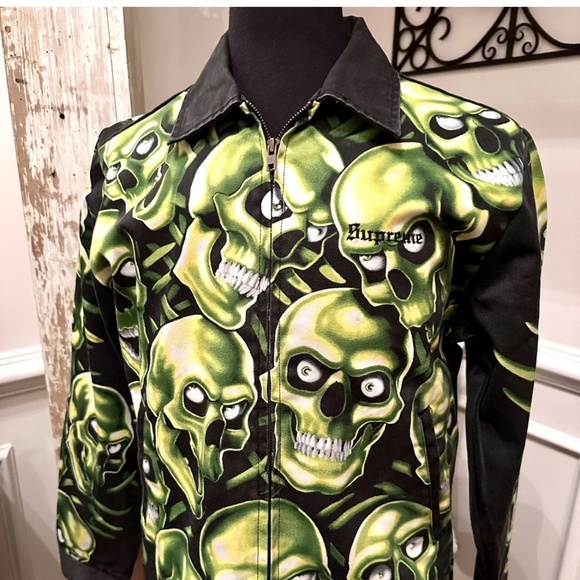 Supreme 18ss Skull Pile Demim Jean Work Jacket Mens Size: Medium NWOT  Rare Find - Picture 5 of 12